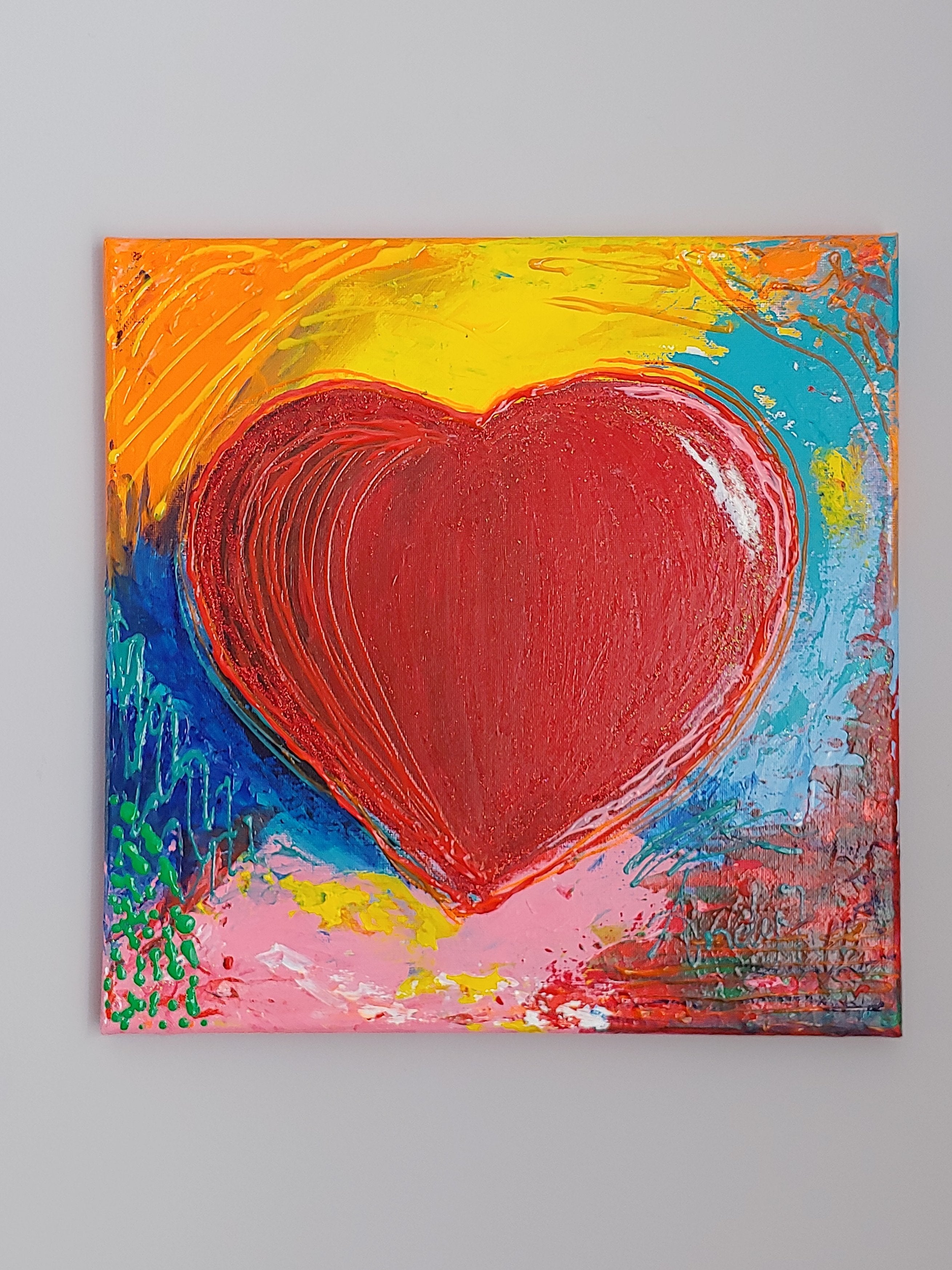 Original canvas painting / I HEART YOU
