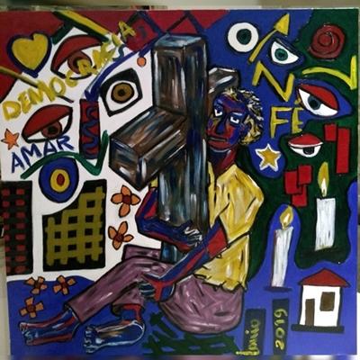 EMBRACED IN FAITH / Abraçado na Fé - Original Canvas Painting