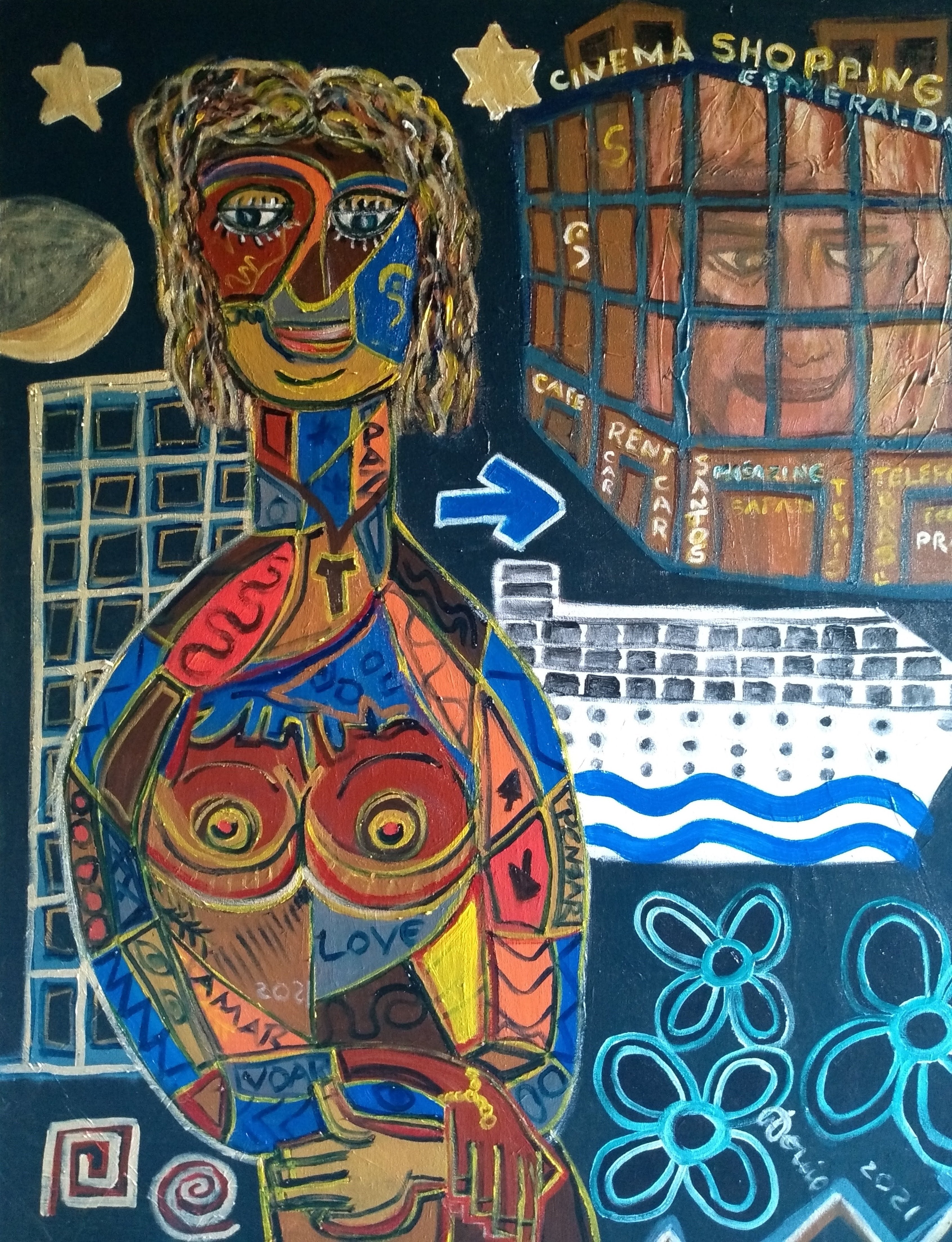 SOPHIA GOES SHOPPING Original Painting / By Antonio Souza