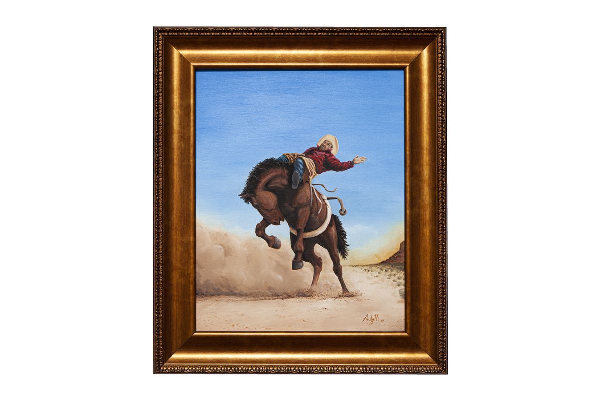 Original Canvas Painting Bucking Horse