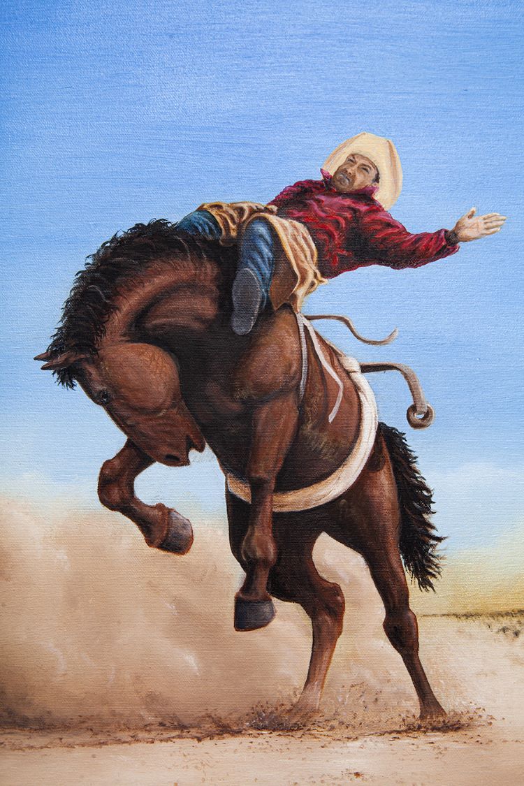 Original Canvas Painting Bucking Horse