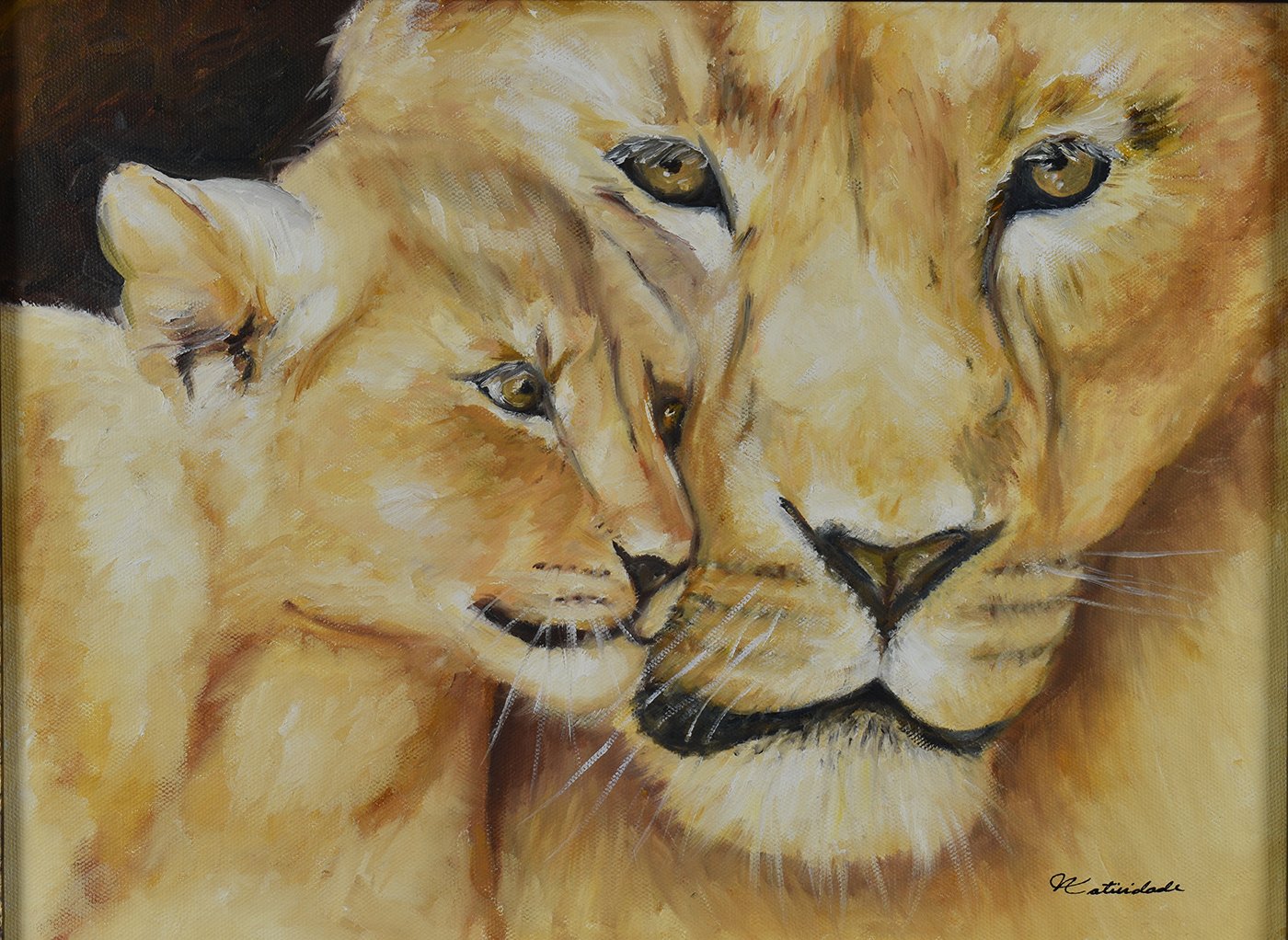 LIONESS & CUB / Original Canvas Painting
