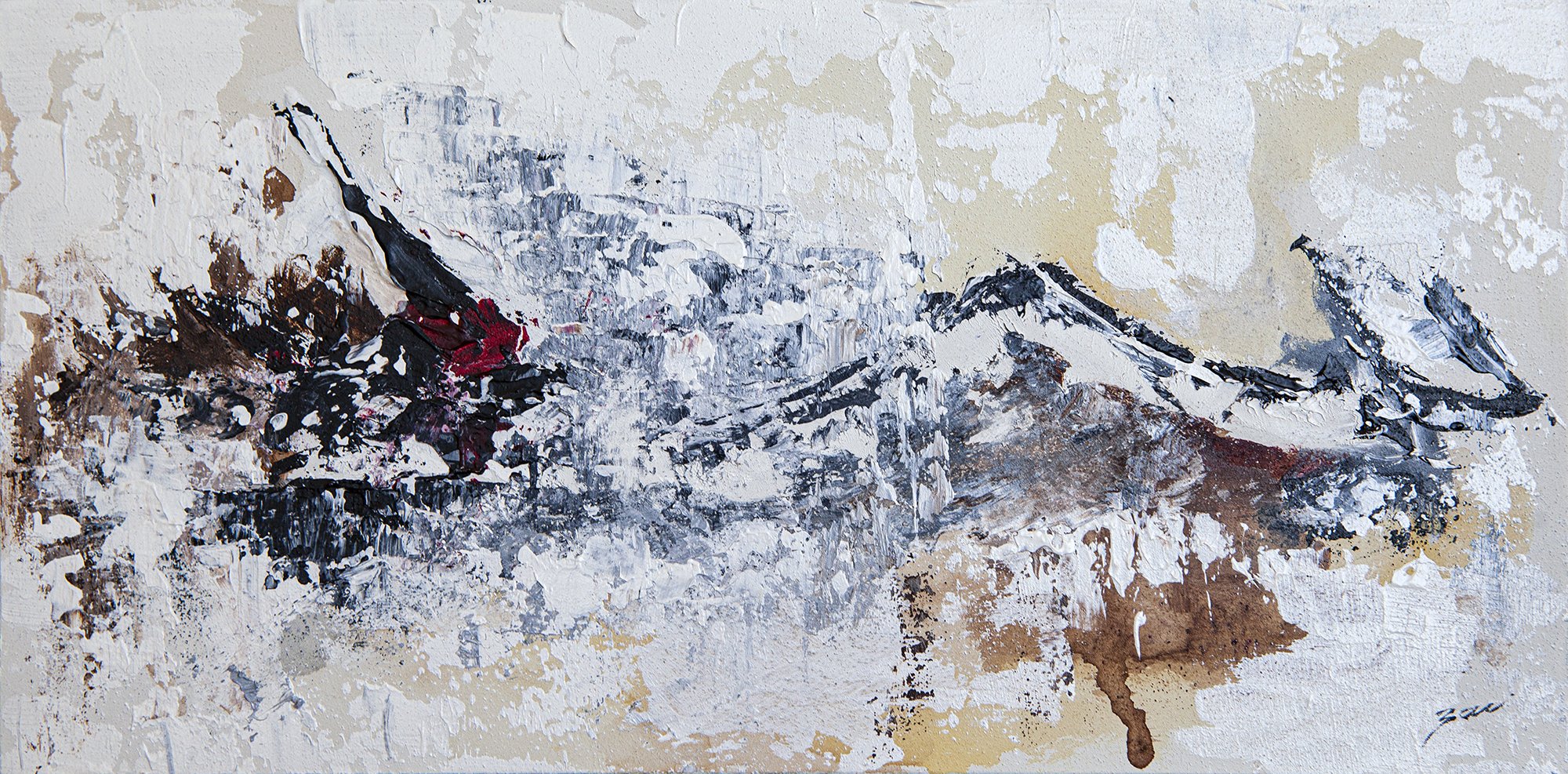 My paintings are essentially a series of stains and smears. They can seem aggressive and harsh, yet when the piece comes together it has a feeling of serenity. Artist: Zari Kazandjian Medium: Acrylic on wood panel Dimensions: 6" x 12" Authenticity certificate singed by artist Worldwide shipping