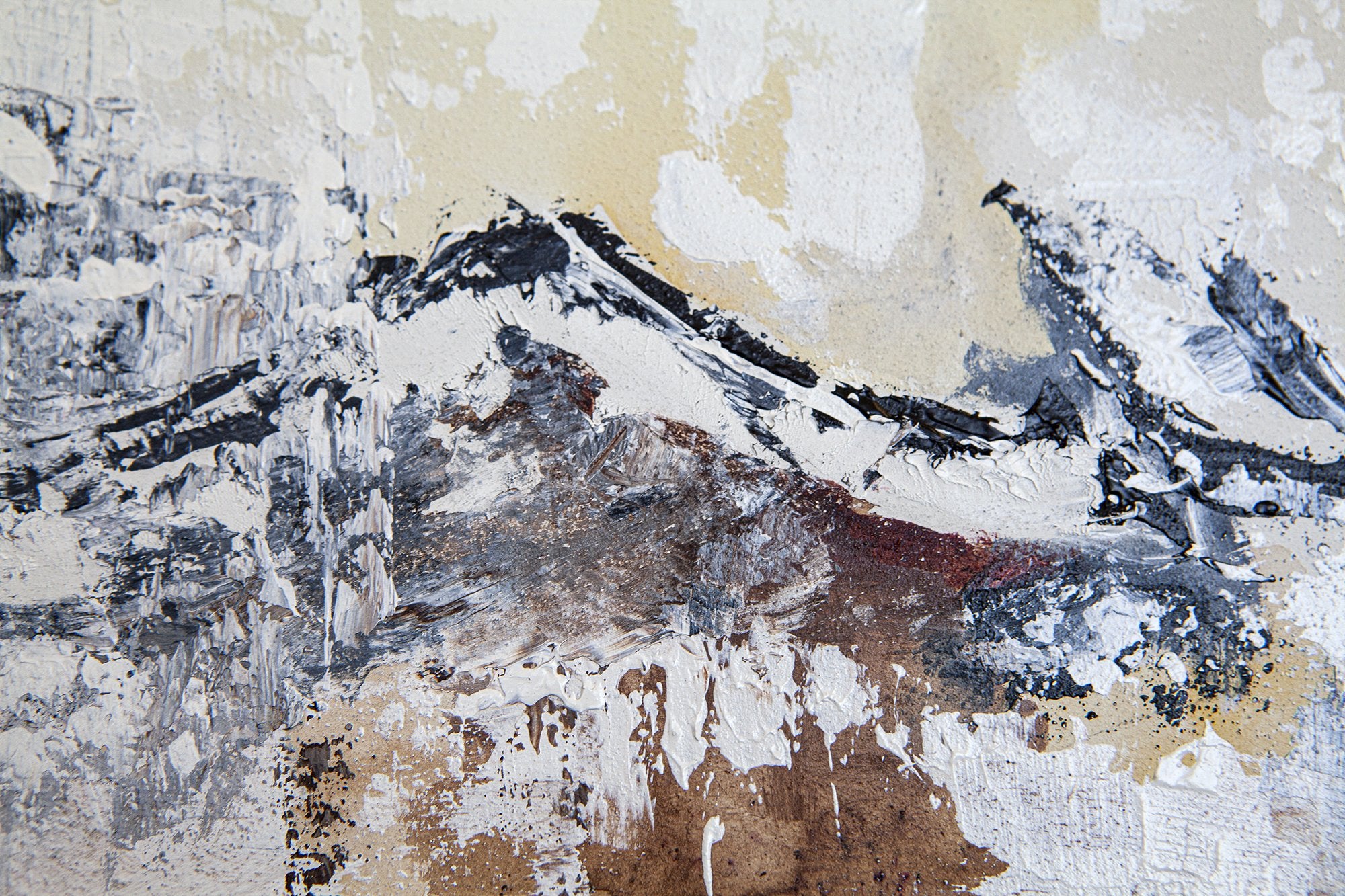 My paintings are essentially a series of stains and smears. They can seem aggressive and harsh, yet when the piece comes together it has a feeling of serenity. Artist: Zari Kazandjian Medium: Acrylic on wood panel Dimensions: 6" x 12" Authenticity cer