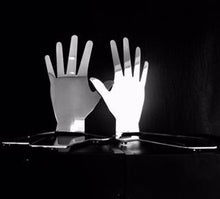 Load image into Gallery viewer, An abstract expression, this modern set of stainless steel hands are upright yet, also mirrored in their base.  Signed by the artist, this piece is laser cut, with a thickness of 5mm solid, and the contour of the piece provides the solid base of the sculpture. Polished and welded by hand, this is a remarkably simple, yet thoroughly sophisticated artwork. Artist: Luiz Campoy  Medium: Stainless steel  Dimensions: 40 x30 x25cm  Signed by the artist:  Shipping Worldwide