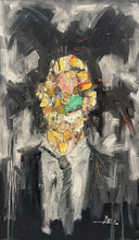 Load image into Gallery viewer, BASQUIAT  -- in his own way. Created by globally recognized emerging artist Moses Salihou     Artist: Moses Salihou  Medium: Oil on canvas  Dimensions: 36&quot; x 22&quot;  Authenticity certificate signed by artist  Worldwide shipping