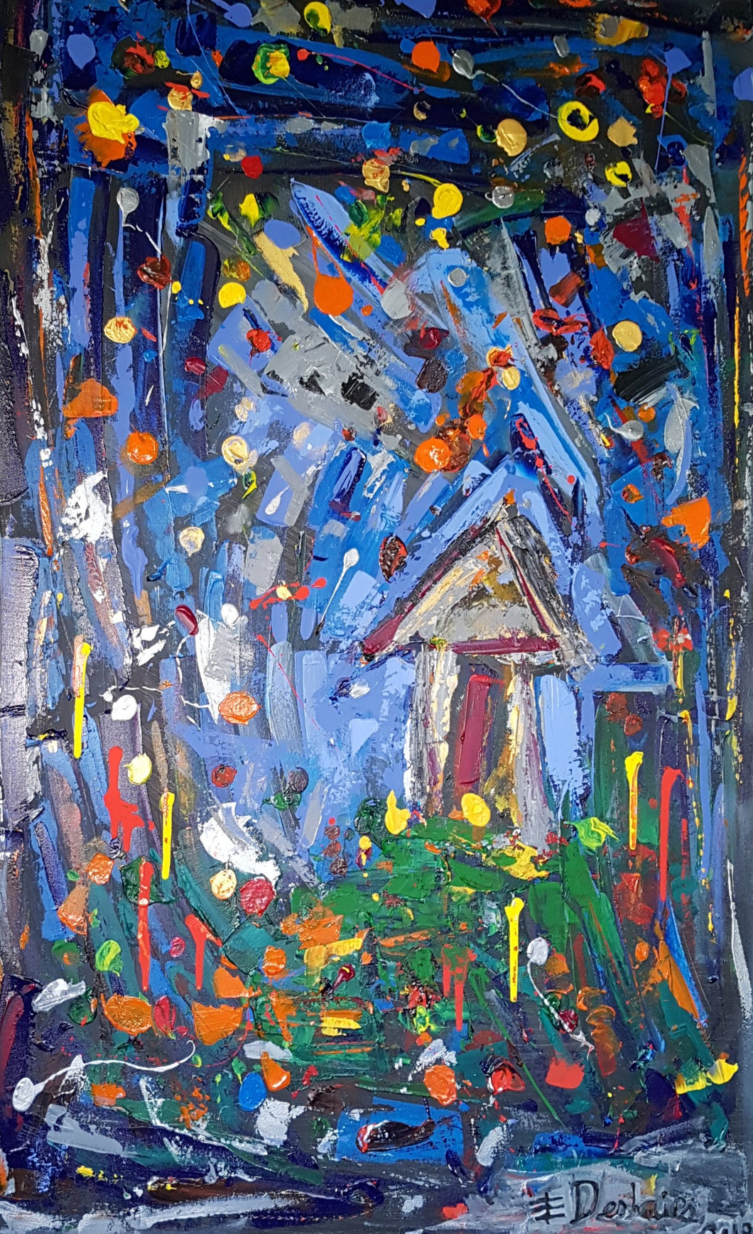 THE TINY HOUSE - La Petite Maison / Original Canvas Painting - By Eric Deshaies