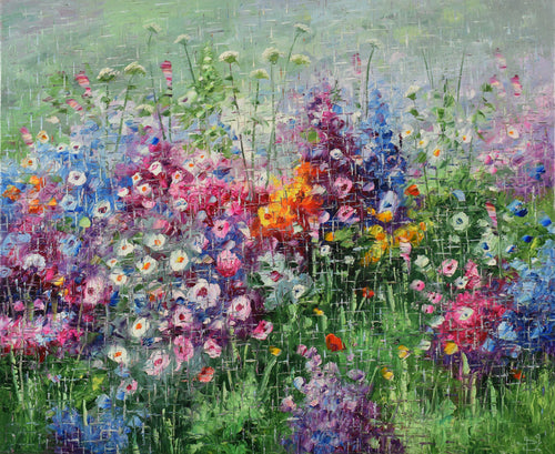 FIELD OF FLOWERS / Original Canvas Painting - By Fertusi Zakarian