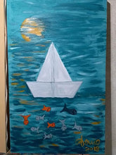 Load image into Gallery viewer, Paper Boat Original Canvas Painting 