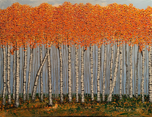 Original Canvas Painting Birch Forest
