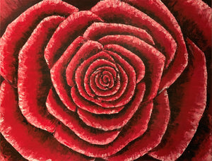 RED ROSE / Original Canvas Painting  - By Andy Habib
