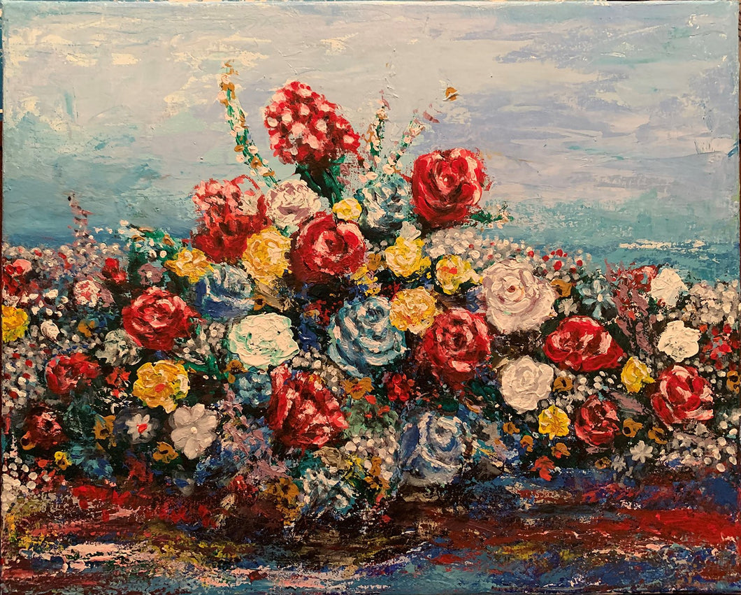 FLORAL EXUBERANCE / Original Canvas Painting - By Andy Habib