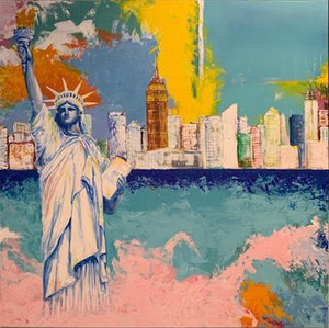 NEW YORK CITY ABSTRACT / Original Canvas Painting - By Andy Habib