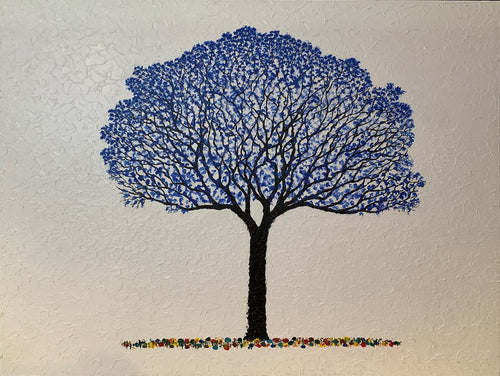 Original Canvas Painting Blue Tree Art
